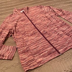 NWT CJ Banks jacket, pink/purple stripe, cotton blend, zipper front, 1X
